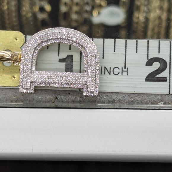 Real Diamond 10kt Gold Initial D Block Letter D Pendant - Picture 5 of 8